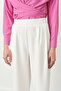 Double Pleated Palazzo Trousers with Elastic Waist at the Back Ecru - 3