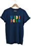 Widi Colorful Logo Printed 100% Cotton Comfortable Fit Premium Navy Blue T-Shirt