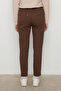 Narrow Leg Canvas Denim Trousers Brown - 4