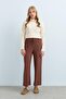 Elastic Waist Wide Leg Knitted Trousers Brown
