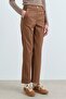 Rivet Detailed Pipe Leg Trousers Light Brown - 3