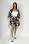 Woven Viscose Relaxed Fit Kimono Shorts Top Bottom Set Black White