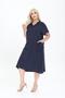Women's summer V-neck woven dress, short-sleeved, below-the-knee dress - 5