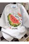 Unisex Watermelon Printed Oversize Crew Neck T-Shirt