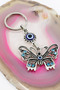 Turquoise Shiny Stone Metal Butterfly Keychain, Butterfly Gift - 4