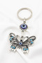 Turquoise Shiny Stone Metal Butterfly Keychain, Butterfly Gift