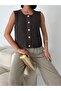 Gold Buttoned Women's Knit Vest - 100% Cotton - 4
