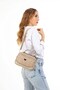 Women's Taupe Three-Compartment Crossbody Strap Hand and Shoulder Bag - 4