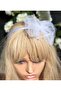 Luxury Design Model Pearl Fancy White Satin Princess Crown with Tulle Butterfly Bow Tiara - 3