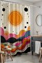 Bathroom Curtain, Colorful Waves and Sun Pattern Shower Curtain, Bathtub Curtain 175X200Cm - 3