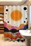 Bathroom Curtain, Colorful Waves and Sun Pattern Shower Curtain, Bathtub Curtain 175X200Cm