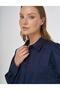 Embroidered Shirt Collar Tunic Navy Blue - 7
