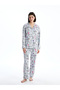 Shirt Collar Patterned Women's Pajamas Set - 2