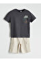 Printed Boys' T-Shirt and Pocketed Shorts 2-Piece Set - 2