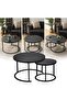 Small Round Nesting Coffee Table 27" Wood and Metal Stacking Coffee Tables, Black/White - 5