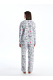 Shirt Collar Patterned Women's Pajamas Set - 4