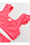 U Neck Textured Girl's Bikini Set - 3