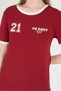 Burgundy Ribbed Text Printed Slim Fit T-Shirt 5981 - 4