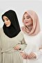 مجموعة من 2 وشاح شيفون عملي مع بطانة داخلية من القطن الممشط، أسود - بني حليبي، PS-45SET