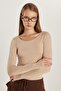 Women's Slim Fit Slim Fit Long Sleeve Viscose Beige Blouse - 2