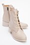 Women's Round Toe Boots Beige Skin Beige