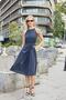 Women's Silky Modal Combed Cotton Fabric Deep Sleeveless Shoulder Accessory Pocket Lined Dress with Belt-Dark Blue - 4