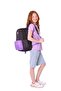 Double Colors Three Compartment Girls School & Casual Backpack - Black Purple - K1837 - 5