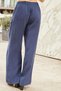 Women's Silky Modal Fabric High Waist Elastic Waist Epaulets Side Pockets Wide Leg Palazzo Pants-Laciv - 3