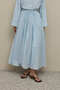 Gathered Wide Voile Skirt Light Blue - 5