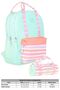 Double School Bag Set - School Bag + Pen Holder - Water Green Pink - Stripe - for Girls - 2
