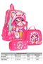 Four Compartment School Bag + Lunch + Pen Holder Set (Cat Eating Ice Cream - Girl - Pink) - 2