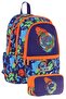 Men's Bag and Three-Eye Pencil Bag Set - Navy Blue Orange - Soccer Ball (L5269+L8269)