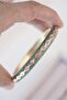 Green Handcuff Bracelet with Diamond Pattern - 3