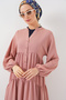 2527 Women's Long Hijab Dress - Salmon - 4