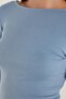Women's Slim Fit Slim Fit Modal Fabric Long Sleeve Crew Neck Light Blue Blouse - 3