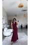 Premium Dress with Burgundy Flower Brooch - 4