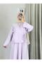 3509 - Linen Fabric Kimono Set Purple - 3