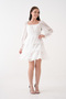 Women's Skirt Floor Detail Waist Gipeli Lined Chiffon Fabric White Dress 078 - 8