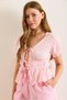 Women's Pink Lace Detailed Sleeve Elastic Crinkle Blouse Blz-19003057 - 3