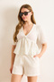 Women's White V-Neck Lace Detailed Textured Blouse Blz-19003049 - 3