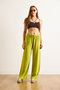 Women's Lime Belted Woven Viscon Palazzo Trousers Pnt-19000169 - 3