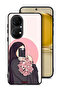 غطاء حماية لهاتف Huawei P50E مع فن التقاط صور سيلفي أثناء حمل الزهور