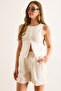 Women's White Pocket Woven Viscose Shorts Shrt-19000067