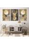 Three modern canvas paintings of a deer with a hollow silver frame