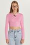Women's Slim Fit Modal Fabric Cotton Crew Neck Pink Blouse - 4