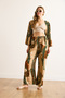 Women's Camel Brown Elastic Waist Patterned Viscose Palazzo Trousers Pnt-19000356 - 4
