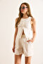 Women's White Pocket Woven Viscose Shorts Shrt-19000067 - 4