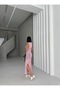 Perforated Body-Fitting Pink Knitwear Beach Dress - 2