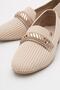Women's Buckle Knitwear Shoes Beige - 3