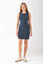 Women's Crew Neck Sleeveless Striped Dress Navy Blue White - 25880 - 2